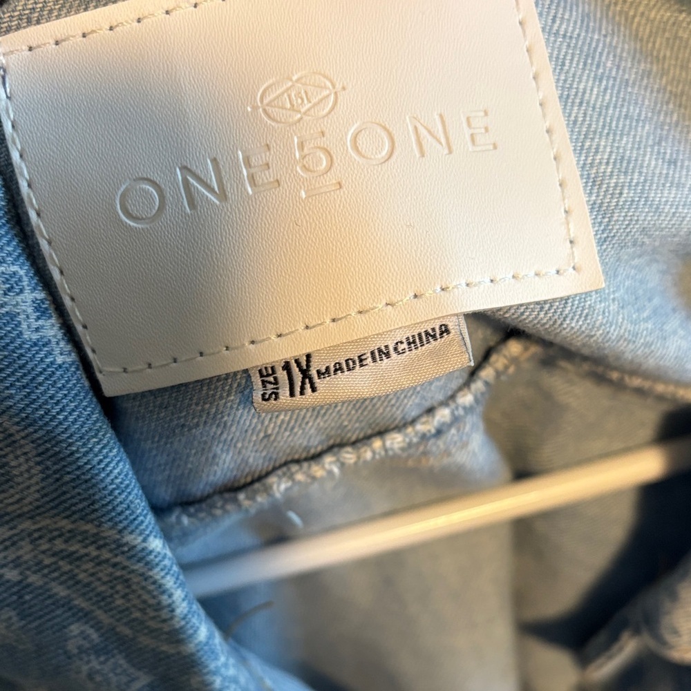 one 5 one Patterned Blue Denim Jacket - Picture 7 of 7